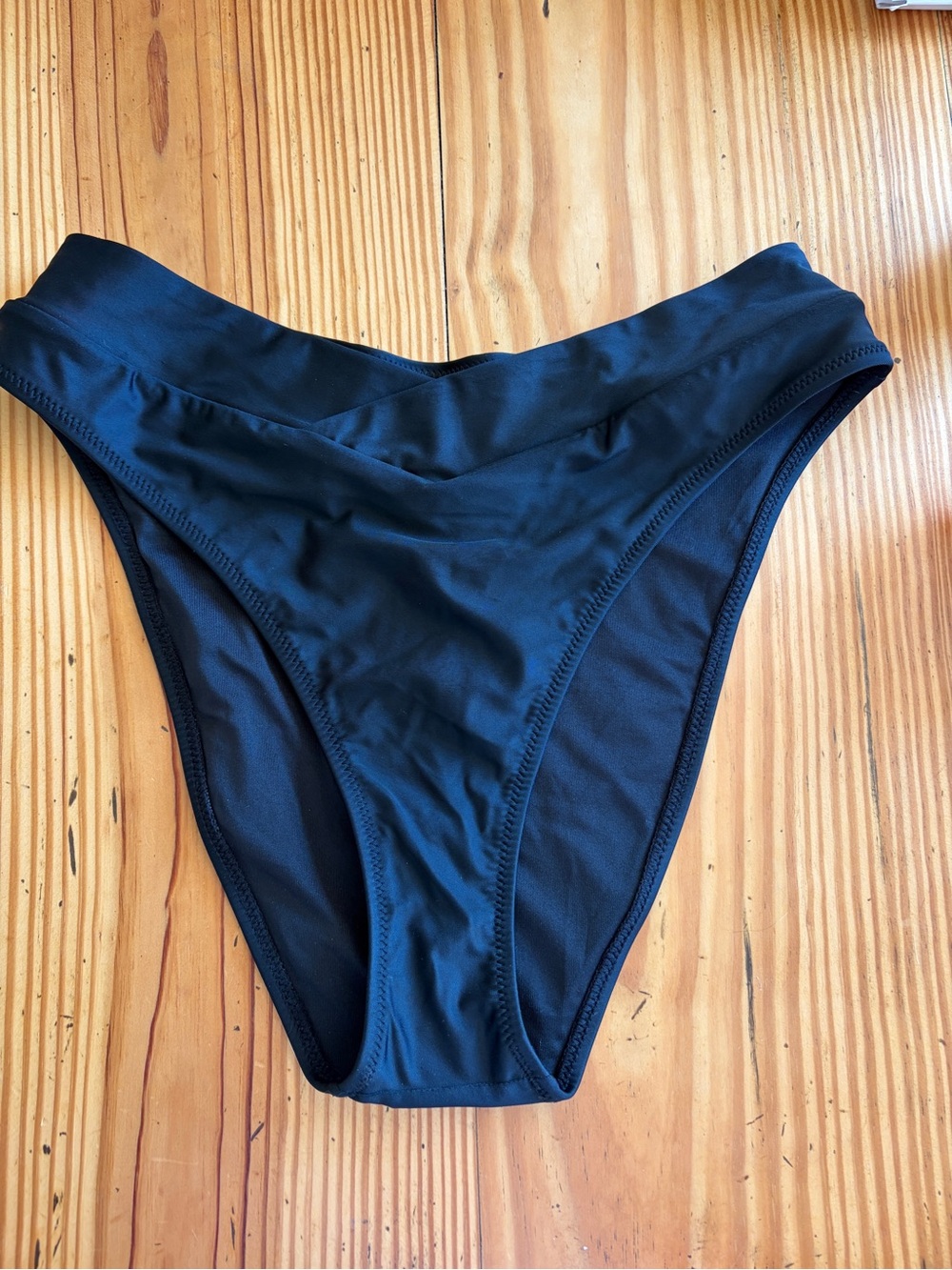 J.CREW Black Cross-front cheeky bikini bottom - NWT Medium